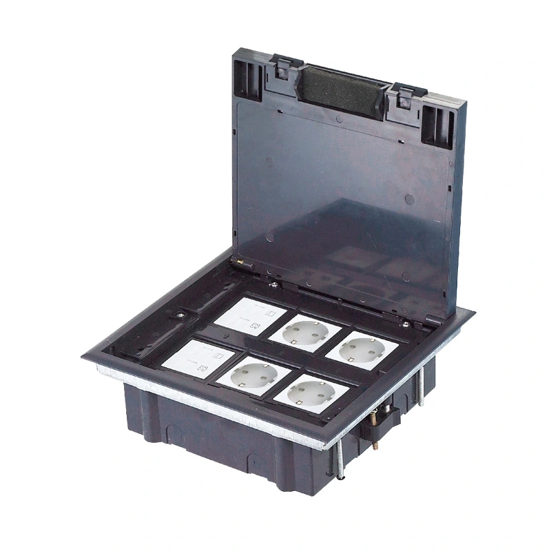 12 Module Capaciteit Socket Box Zwarte Cover Kunststof Vloercontactdoos